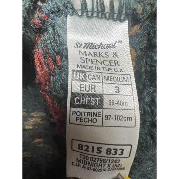 Mark & Spencer Sweater Men EU 3 Crew Neck Printed Long Sleeve 18% Wool - Picture 5 of 9